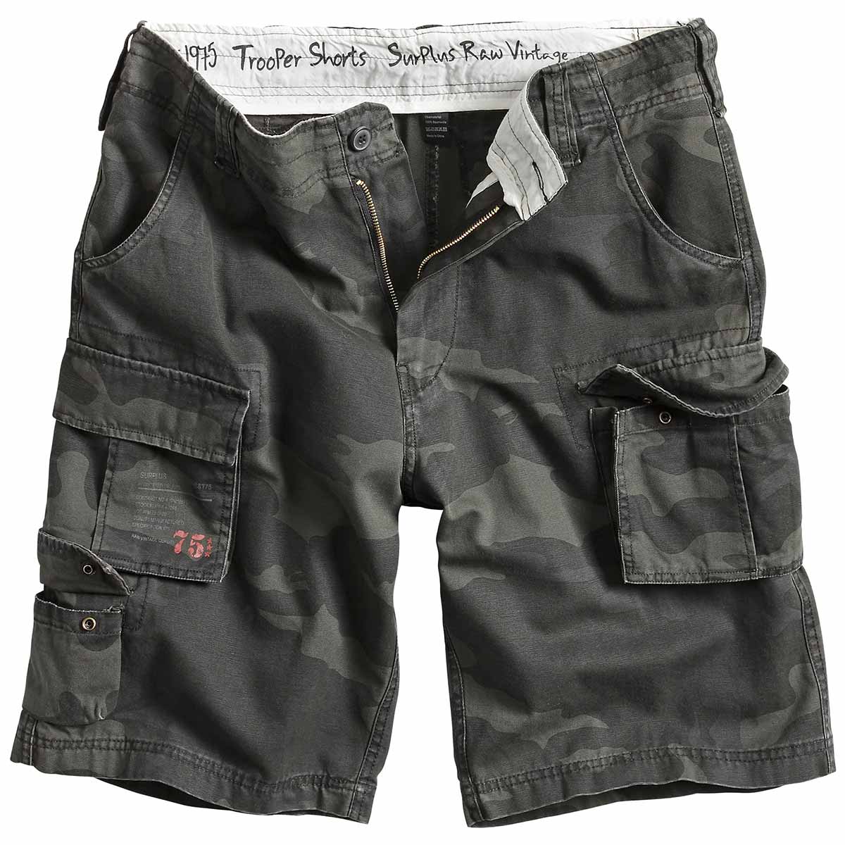 surplus raw vintage trooper shorts black camouflage