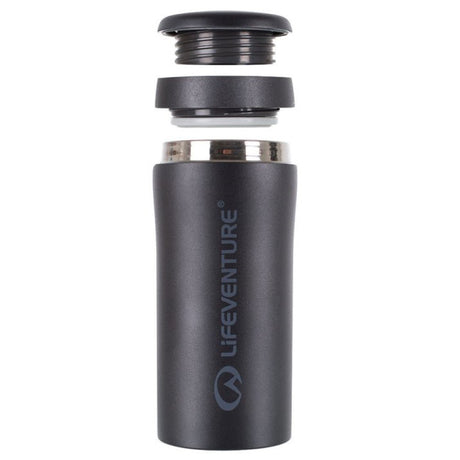 lifeventure black thermal mug unscrewed lid