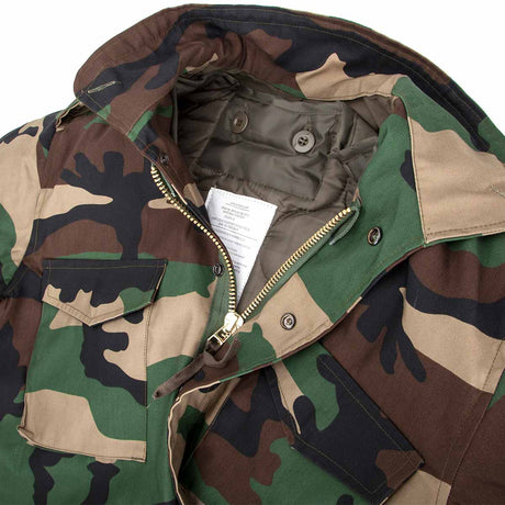 us army m65 jacket woodland camo press studs zips