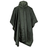 hood on olive green ripstop poncho
