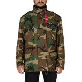 zipped closed alpha industries woodland camo m65 jacket